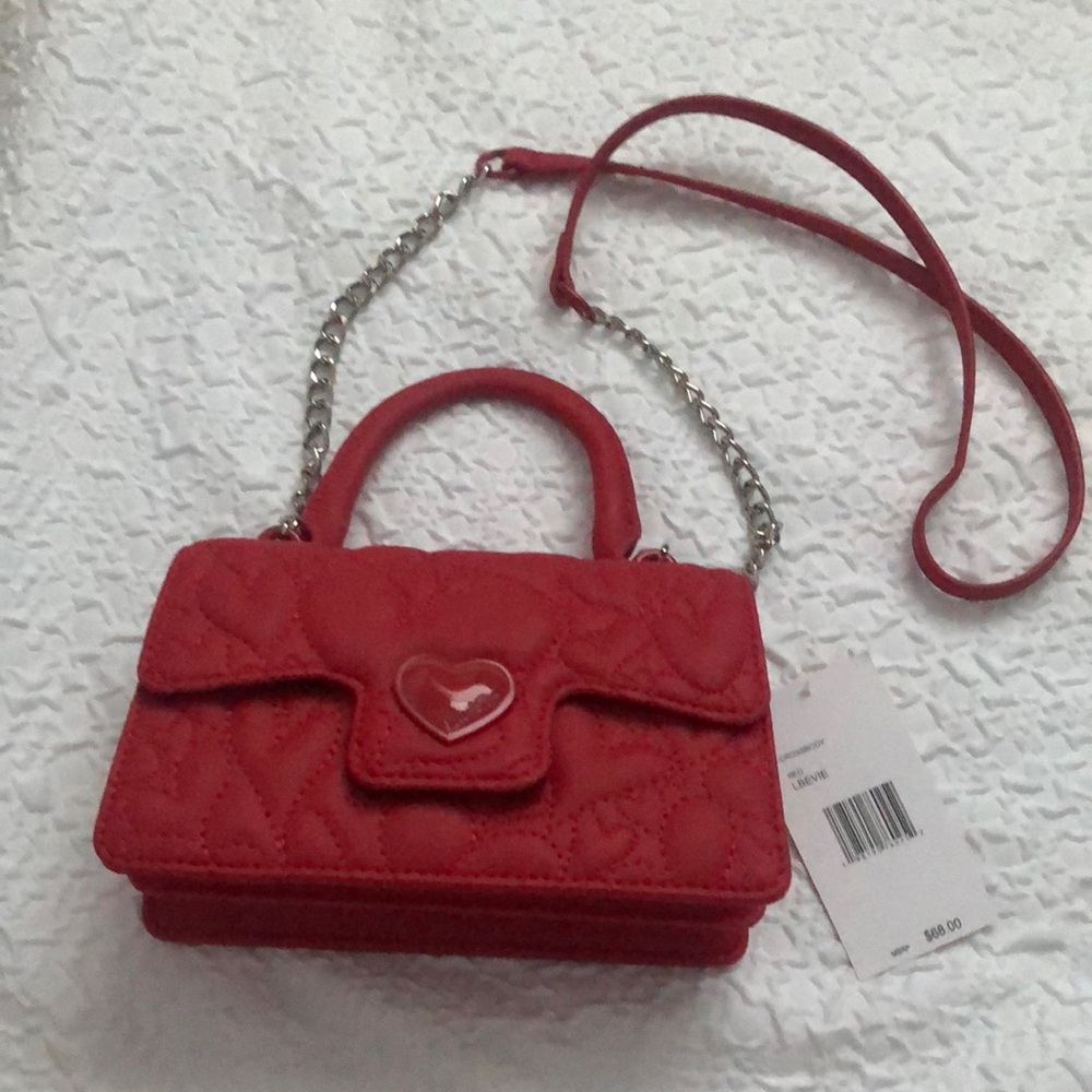 Luv Betsey Betsey Johnson LBEVIE Red Quilted Heart Faux Leather Crossbody NWT